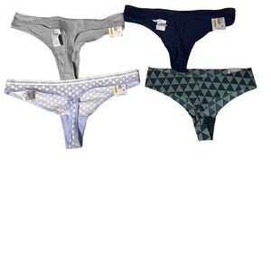 Calvin Klein 4‎ Pack Thong Basic Comfy Underwear Medium NWT Logo Cotton Tag Wear